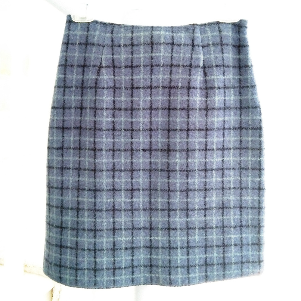 ANN TAYLOR Blue plaid wool mini skirt